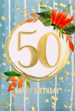 Faltkarte "50 Birthday" - Geburtstag