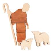 Set: Hirte mit Schafen aus Holz 3-teilig groß Set: Hirte mit Schafen aus Holz 3-teilig groß