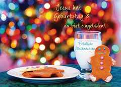 Faltkarte "Fröhliche Weihnachten - Jesus hat Geburtstag & du bist..." 5 Stück