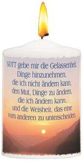 Foto-Kerze "Gott gebe mir die Gelassenheit" - Mini Foto-Kerze "Gott gebe mir die Gelassenheit" - Mini